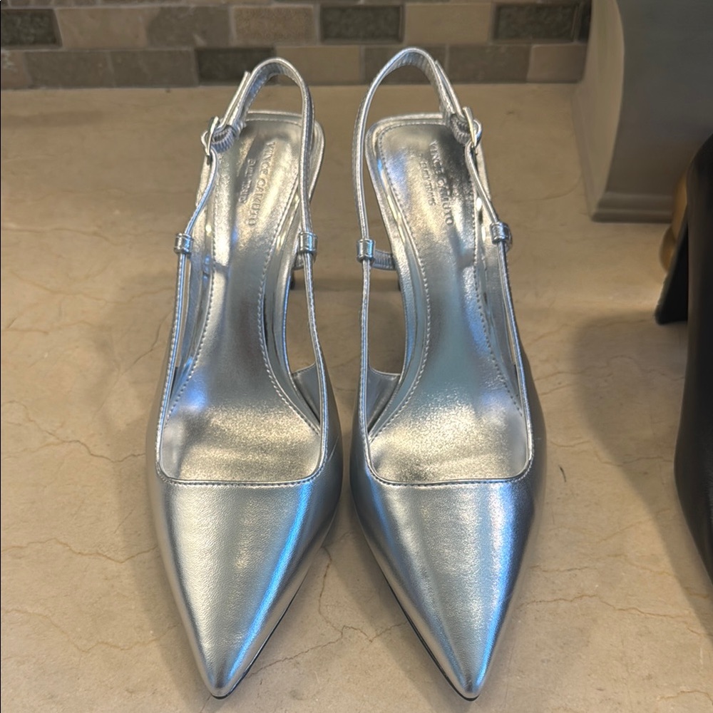 Vince Camuto Silver Pointed-Toe Heels